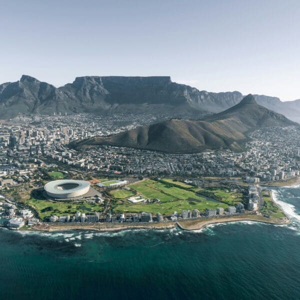 Aerial view of Cape Town with Table Mountain