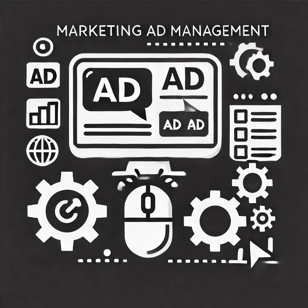 Graphic of marketing and ad management icons