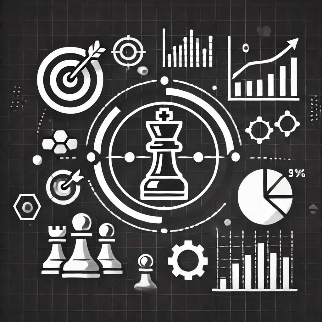 Infographic with chess and business strategy icons