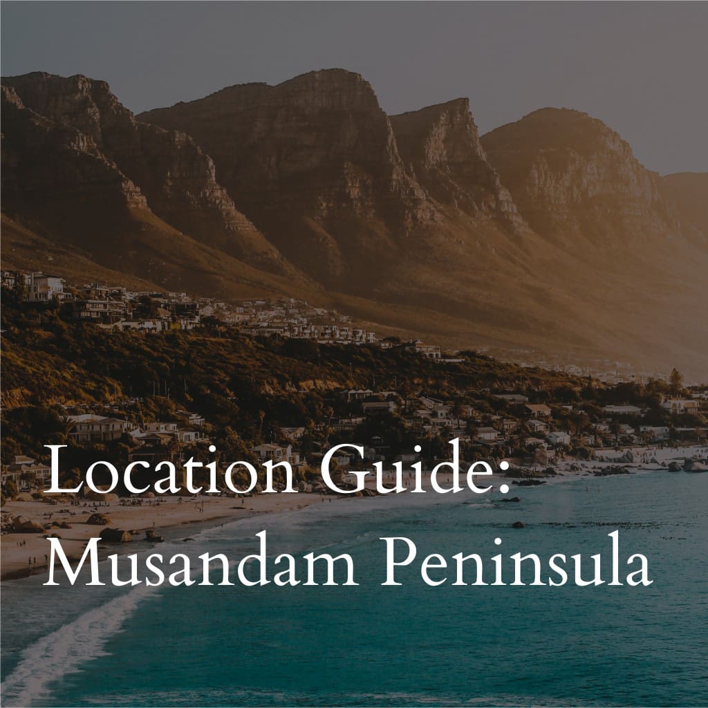 Scenic view of Musandam Peninsula coastline and mountains