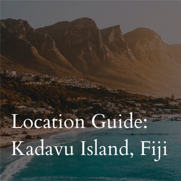 Kadavu Island guide text over scenic mountainous coastline