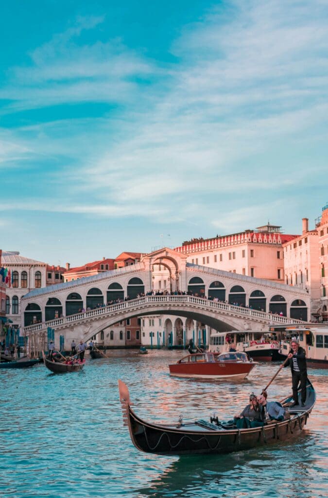 Gondola near Rialto Bridge on Venice's Grand Canal