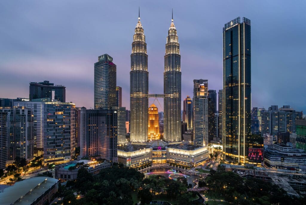 Petronas Towers skyline at dusk, Kuala Lumpur