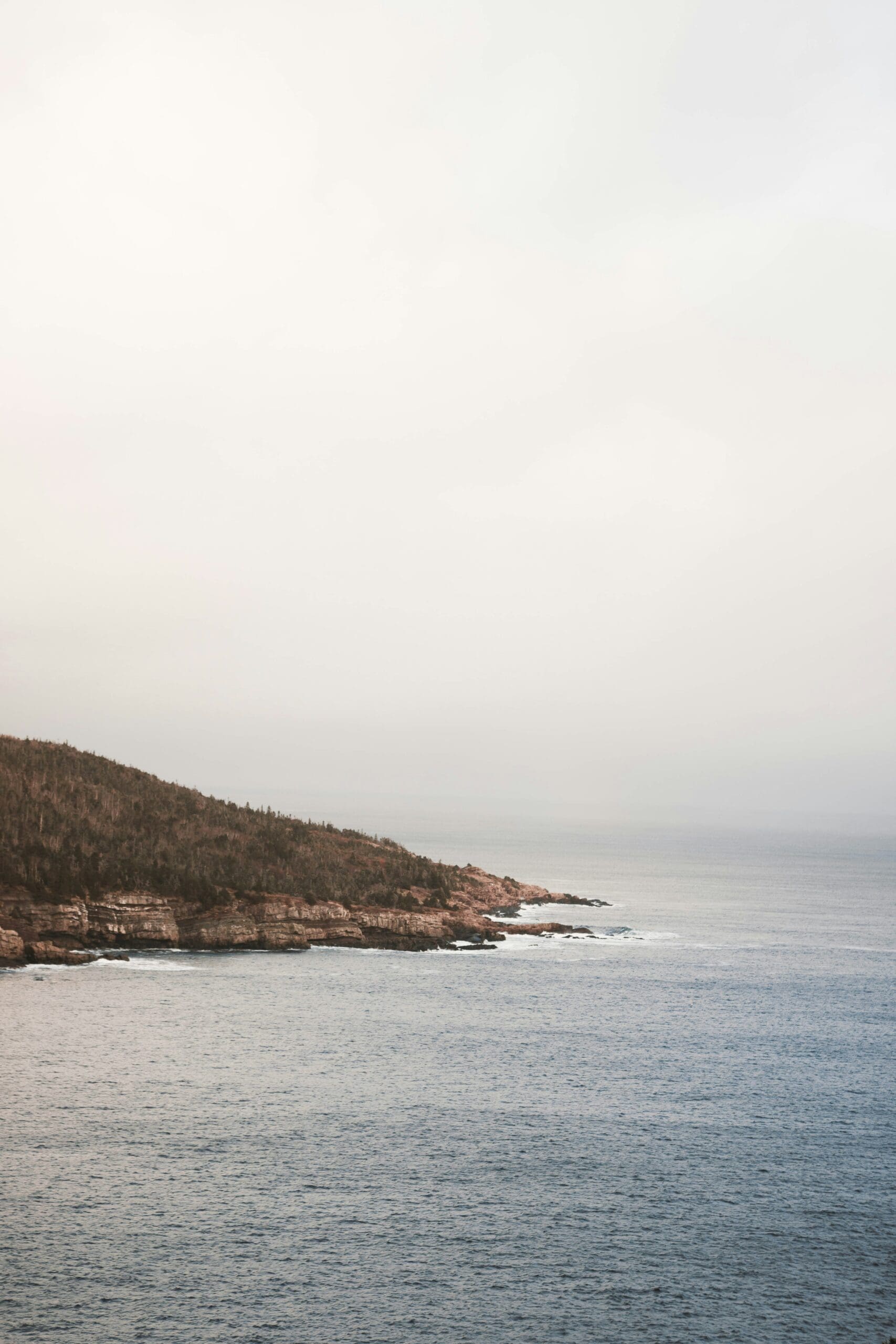 Serene coastal landscape with cliffs and calm sea